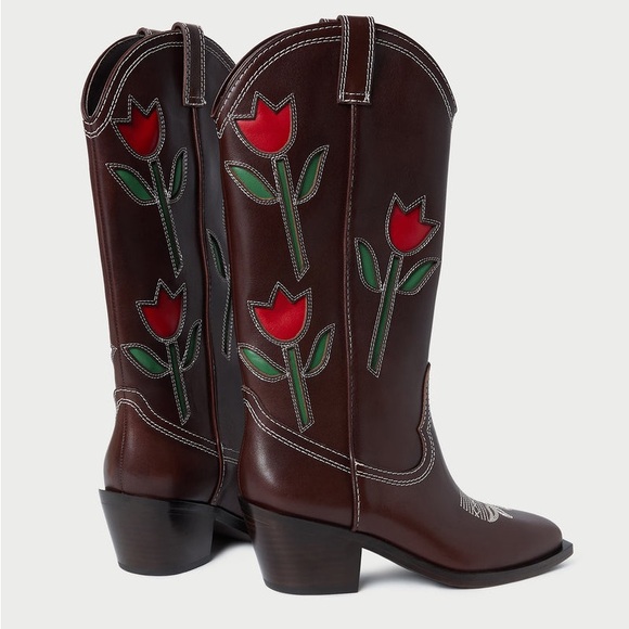 Loeffler Randall Wilder Espresso Leather Tulip Boot - Picture 3 of 11